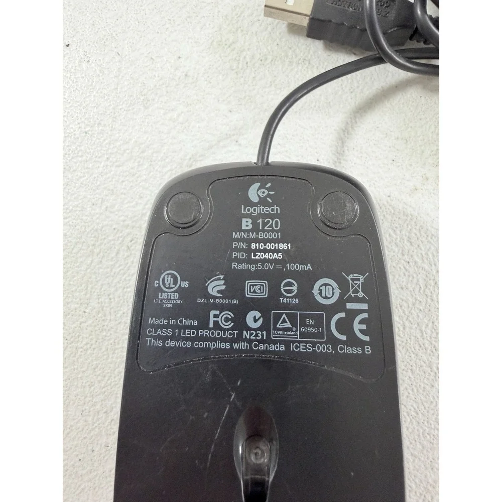 Snap-On‎ Tools Logitech Black Wired USB Computer Laptop Mouse TESTED WORKING